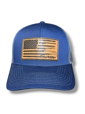 Cobra Brand Trucker Hat with American Flag Navy Gray